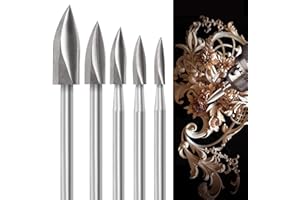 shengbenhao Set di punte da trapano per intaglio del legno, 5 pezzi con gambo da 1/8 di pollice fai da te Incisione intaglio, foratura rettifica