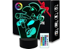 AIRUEEK Sonic The Hedgehog Night Light,3D Illusion Sonic Lamps,Adjustable 16 Colors with Remote Control Sonic Light,Sonic Toys Room Decor,Sonic Gifts for Boys Kids Girls Birthday Christmas Valentine's Day