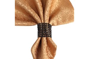 T-SHIN Lot de 10 ronds de serviette en strass pour table, décoration de fête, réceptions de mariage, banquet ou fêtes de vacances, Noël et réunions de famille, cadeau pour toute occasion (Noir)