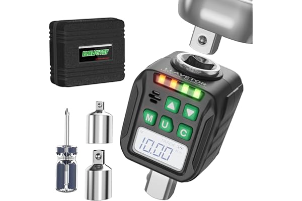 LLAVETOR Digitaler Drehmomentadapter, 1/2 Zoll Digitaler Drehmoment-Adapter, Digitaler Drehmomentschlüssel-Konverter mit 3/8" und 1/4" Adaptern (10-200 NM)