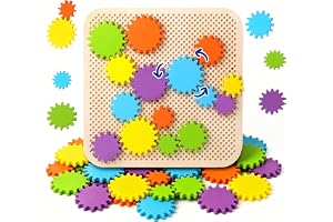KUKUTrue® Montessori Leksak 2 3 4 5, Spel från 2 År, Motorikspel med Färgade Kugghjul, Leksaker från 3 År, Träkugghjul, Kugghjulspussel, Present 2 3 4 5 Barn Pojkar Flickor