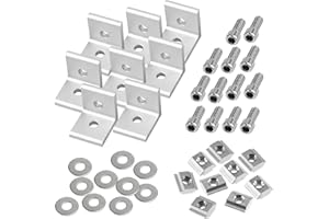 JREHUIG Zestaw 20 ??czników k?towych z profilem aluminiowym, materia? mocuj?cy 30 x 30, rowek 8, ze ?rub?, profil aluminiowy, ??cznik k?towy do mocowania profili aluminiowych (30 × 30)