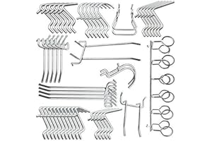 LESOLEIL Ganchos para Tablero Perforado, Ganchos para Panel de Organizador de Metal Cerraduras para Colgar Herramientas Pared para Garaje 50 Piezas