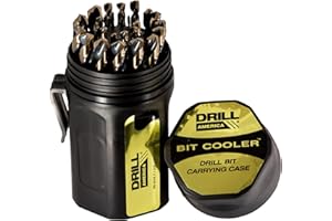 Drill America - KFD29J-PC 29-częściowy zestaw wierteł ze stali szybkotnącej do dużych obciążeń z wykończeniem w kolorze czarnym i złotym w okrągłym etui (1/16 cala - 1/2 cala x 64 cm), seria KFD