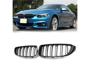 TTCR-II Compatible with BMW F32 Grill, Double Slats Kidney for 4 Series F32 F33 F36 2014-2018 F80 F82 F83 M3 M4 2015-2019, 2 PCS 420d Accessories BMW 4 Series Front Grill Gloss Black