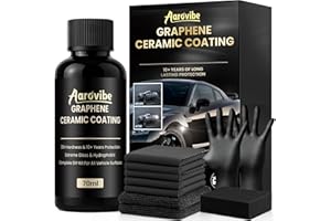 AAROVIBE 20H Advanced Graphene Ceramic Coating Car Kit – 10+ Years Protection & Ultra Gloss Finish, Hydrophobic Ceramic Car Auto Detailing Kit for Long-Lasting Paint Protection and Surface Restoration (70ml)