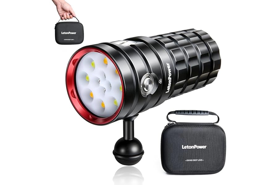 Diving torch,LetonPower TS S Pro 13000Lumens underwater video light,underwater 120M dive torch, scuba diving torch, with Type-C Charging diving light For underwater photography and videography
