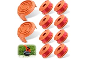 BAUBARE 10 Pezzi Filo Tagliabordi Bobine WA0004.1/WA0010 Adatto per Worx Tagliabordi, Bobine di ricambio Ø1.65mm e 3.0m per tagliabordi, Bobina per Decespugliatore Compatibile con Worx (8 bobine + 2 cappucci)