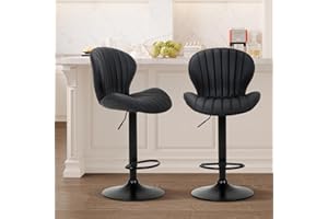 ‎COLAMY COLAMY Bar Stools Set of 2, Bar Stools Height Adjustable with Backrest, 360° Rotating Bar Chairs with Backrest, PU Faux Leather Bar Chairs with Footrest, Suitable for Kitchen, Bar, Dining Room, Office