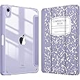 FINTIE Hybrid Slim Case for iPad Mini 6 2021 (8.3 Inch) - [Built-in Pencil Holder] Cover Clear Transparent Back Shell, Auto Wake/Sleep for iPad Mini 6th Generation, Composition Book Lilac