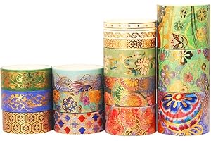 YUBX 15 Rotoli Oro Washi Tape Set Masking Tape Nastro Decorativo per Fai da Te, diari proiettili, pianific atori, Scrapbooking Confezioni (Splendid Embroidery)
