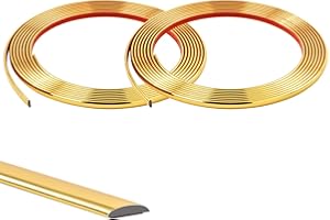 ZAYEJOD 10M(5Mx2 Rollen) Gold Kachelkantenleiste Zierleisten Selbstklebend Tapetenrand Wandperlenleiste Dekorative flache Kante Flexible PVC Vollendungsleisten für Wandkacheln,Decke,Spiegel,Schrank,Platte,8mm