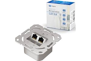 HB-DIGITAL 1x CAT 6a Netzwerkdose RJ45 2-Port STP geschirmt kompatibel mit starre LAN Kabel PoE T568A/B Standard Zinklegierung 10 Gigabit 50mm x 50mm - Ohne Gehäuse