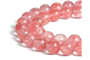 LIFAVOVY 6mm Watermelon Cherry Quartz Beads Round Gemstone Loose Beads for Jewellery Making (63-66pcs/strand)