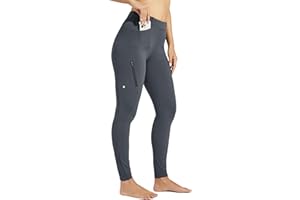 WILLIT Pantalon d'équitation d'hiver doublé en polaire pour femme - Collants en silicone - Collants d'équitation thermiques avec poches et passants de ceinture