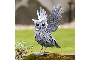 Yeomoo Figurine de hibou en métal - Décoration de jardin pour l'extérieur - Résistant aux intempéries - Cadeau pour femme, petite amie, maman, anniversaire, chouette - Décoration d'automne -