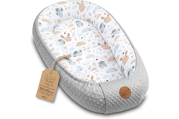 Totsy Baby Nido bebé recién Nacido 90x50 cm - Reductor Cuna Cuco de colecho Minky Winter cálido Capullo Ideal para moisés, góndola y Viaje búho Gris