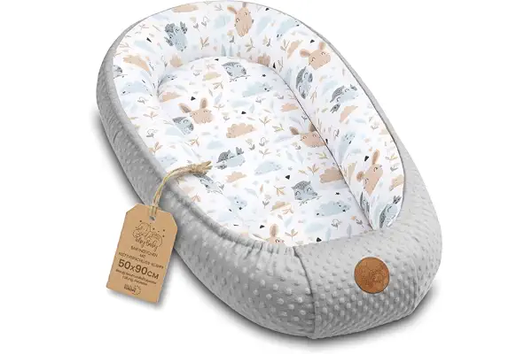 Totsy Baby Nido bebé recién Nacido 90x50 cm - Reductor Cuna Cuco de colecho Minky Winter cálido Capullo Ideal para moisés, góndola y Viaje búho Gris