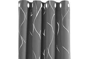 Deconovo Cortina Dormitorio Térmica Aislante Frío y Calor Dcorativo con Ollaos 2 Piezas 168 x 183 cm Gris Claro