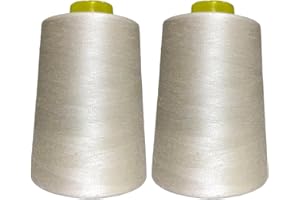 JYC CREATIVE 2 Bobinas de Hilo De Coser (4.500 metros/rollo), Hilo de Poliéster de Alta Resistencia, Bobinas de Hilo para Labores De Costura, (2 unidades, Crema 103-5000Y)