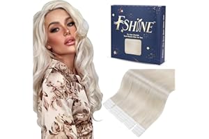 Fshine Adesive Extension Capelli 50g 40CM Extension Capelli Veri Biadesive 20Pcs Extension Biadesivo Capelli Veri Colore 1000 Extension Tape in Invisibili Extension Capelli Brasiliani