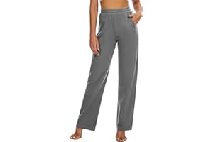 HAPYWER Jogginghose Damen Baumwolle mit Taschen Yogahose Lang Sporthose Tall Freizeithose High Waist Sweathose Weites Bein Bequem Schlafanzughosen