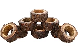 Ajuny Fibbie in legno fatte a mano per matrimoni, cene, feste, banchetti e catering, decorazioni per tavoli (3,8 cm, 8 pezzi)