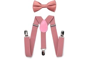RSXING Kinder Hosenträger Fliege Sets - Jungen Hosenträger Fliege, Elastisch Y Gestalten mit Stark Clips Verstellbare Hosenträger Sets für Jungen, Kinder, Mädchen, Baby