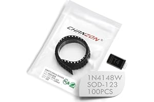 (Lot de 100 pièces) Chanzon 1N4148W Diodes de commutation rapide SMD petit signal haute vitesse 150mA 75V SOD-123 IN4148W 150 mA 75 Volt (marquage T4)