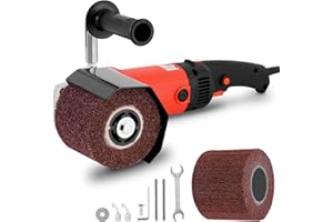 MXBAOHENG 2200W Elettrica Lucidatrice per Trafilatura 6 Velocità regolabile Spazzolatrice Legno Smerigliatrice a Rulli Elettrica Smerigliatrice per rasatura a con 2 ruote di lucidatura (rosso）