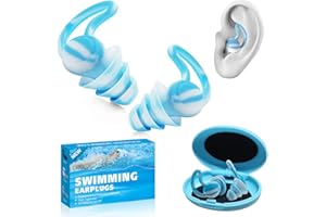 Chlffua Ear Plugs Swimming Adults Reusable Waterproof Silicone Swim Ear Plugs for Surfing, Diving, Showering & More (Blue)