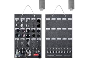 LANSKYLAN Organizador de Gafas 15 Compartimentos Sintió Gafas de Sol Organizador con 2 Ganchos Organizador de Almacenamiento de Anteojos Bolsa Colgante Gafas de Sol Bolso Colgante de Fieltro para Gafa