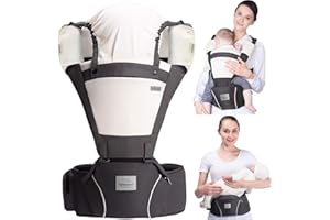 Bebear Portabebés,Bebamour Portabebés para 0-36 meses, Mochila portabebés para recién nacidos a niños pequeños, Asiento ergonómico para la cadera del bebé 6 en 1 Portabebés frontal (Dark Grey)