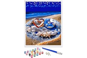 ifymei Dipingere con i numeri per adulti, kit fai da te con pennelli e pigmento acrilico, 40,6 x 50,8 cm, pittura da disegno con amore sulla spiaggia [senza cornice]
