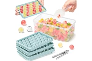 BOXLUNT Cubiteras para Hielo, Mini Ice Cube Tray, 1in x 99 Pcs Redondos Cubiteras para Hielo con Tapa Molde Hielo con Contenedor de Hielo, Pinza y Cuchara para Cócteles de Cerveza Whisky Café - Azul