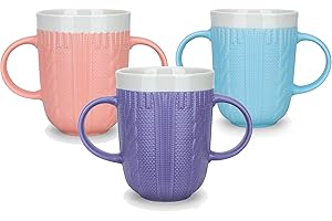 Boscul Two Handled Mug, Ideal for Weak Grip, Arthritis Disability Drinking and Aid Easy Drinking for Elderly, Double Handed 3 Colours 310ml (Blue)