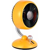 Juo Q3 120&deg; Salınımlı 3 Kademeli LED Işıklı Şarjlı Masa&uuml;st&uuml; Fan Vantilat&ouml;r Retro Sarı