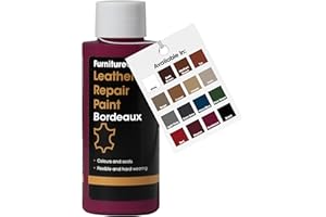 Furniture Clinic Peinture et teinture pour réparation du cuir | Colorant auto-scellant pour des réparations rapides et faciles | Convient aux canapés, sièges de voiture - Bordeaux 50ml