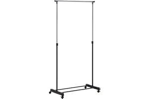 Honey-Can-Do GAR-01122 stojak na ubrania z regulacją wysokości, metal, chrom/czarny