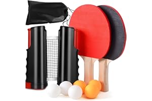 Pyrrhonian Set Ping Pong, 2 Racchette Da Ping Pong, 6 Palline,1 Rete Da Ping Pong Retrattile,1 Tasca, Set Di Racchette Da Ping Pong Per Principianti Ed Esperti