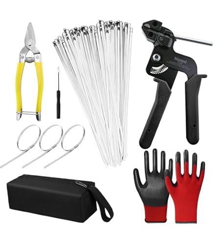 Stainless Steel Zip Tie Gun, (with 100pcs Stainless Steel...