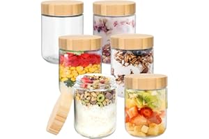 Mozvvco 6 Stück Mealprep Gläser, Overnight Oats Gläser mit Luftdichte Deckel,500ml Einmachgläser mit Schraubdeckel, Multifunktionale Meal Prep Glas Mason Jar für Marmelade,Salat,Milchshake,Joghurt