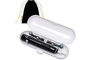 MEILINKEJI Étui pour Brosse à Dents Électrique compatible avec Oral B/Oral-B Pro/iO/Philips Sonicare/Demita/Bitvae et la plupart des Brosses à Dents Électriques, Inclut 1 Pochette pour Chargeur, Blanc.