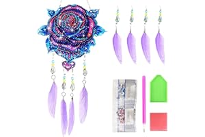 RUIJIE Diamond Painting Traumfänger Kinder 6-11 Jahre Sonnenfänger Rose Windspiel Basteln Mädchen Jungs Geschenke Traumfänger Bastelset Kinder Traumfängers Fenster Anhänger Erwachsene Eingang Garten Dekor