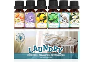 SNOWSEN Laundry Fragrance Oils, Clean Essential Oil Set for Diffuser, Wool Dryer Balls,Soap, Candle Making,Cotton Clean, Chamomile Bliss, Fresh Citrus, Lavender Field,Peppermint Burst, Lemon Zest