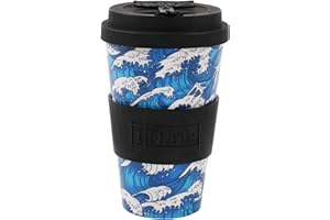 IDRINK®- Taza de café de RPET con tapa de silicona de apertura, fácil de llevar Taza de 435 ml para llevar de plástico reciclado 8,7 x 8,7 x 15 cm ergonómica 435 ml (WAVE)