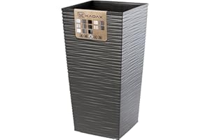 KADAX Macetero Alto de Diseño Moderno para Plantas de Interior y Exterior, Maceta Grande de Plástico, Jardinera Alta (Grafito, Texturizado, 57.5 cm)