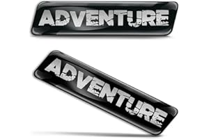 Biomar Labs 2 x 3D Gel Adesivi in ​​Silicone Adesivi per Paraurti Decalcomanie Emblema Distintivo Auto Tuning per auto Moto Casco Nero Argento Avventura Adventure KS 14