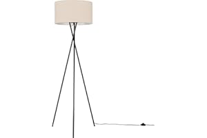 MiniSun | Modern Gloss Black Metal Floor Lamp with a Beige Shade | Floor Lamps & Torchieres, Home Décor & Improvement Essential | Includes 6W LED Bulb [3000K Warm White]