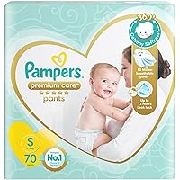 Pampers Premium Care Pants, Small size baby diapers (SM), 70 Count, Softest ever Pampers pants